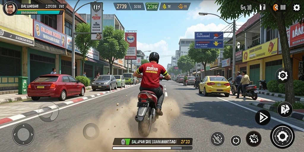 Gameplay balapan menegangkan di <strong>2739</strong> dengan mobil yang melaju kencang.