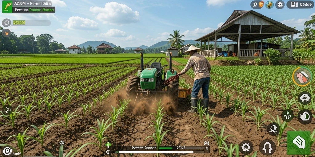 Gambaran menarik dari gameplay A200M dalam pertanian.