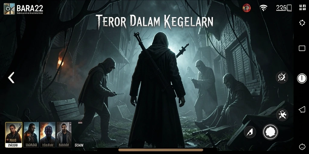 Screenshot BARA22 menunjukkan suasana menegangkan dengan elemen horror yang kuat.