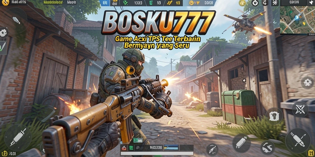 Screenshots menunjukkan gameplay seru dari BOSKU777 dalam aksi TPS.
