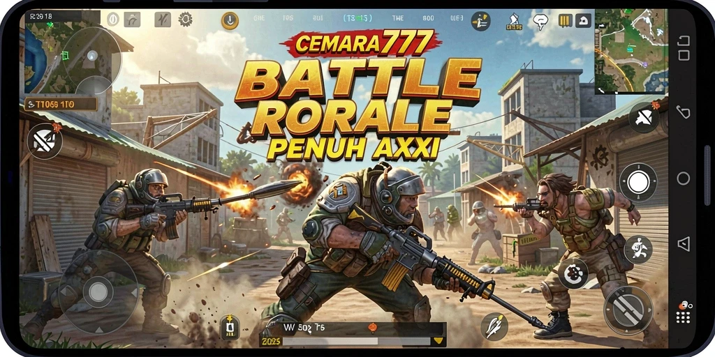 Tampilan gameplay seru dalam CEMARA777 yang penuh aksi Battle Royale.