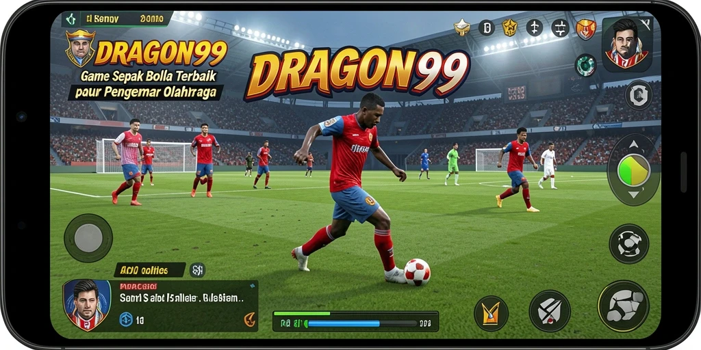 Tampilan gameplay DRAGON99 dengan aksi sepak bola yang mendebarkan.