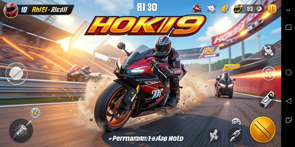 Tampilan gameplay HOKI9 yang menegangkan dalam balap motor.
