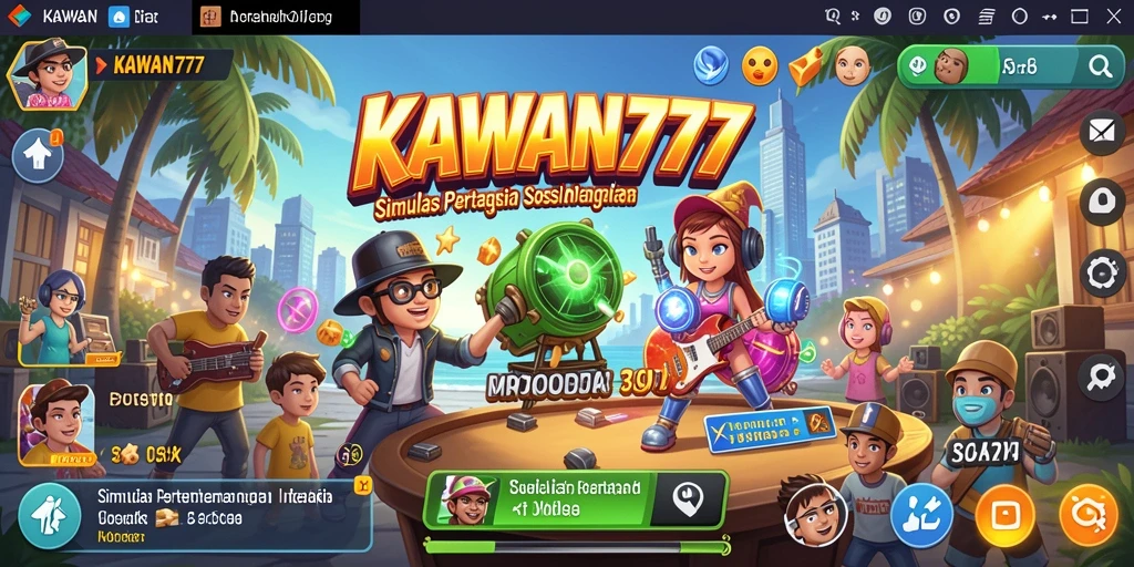 Tampilan gameplay KAWAN777 dengan karakter dan interaksi sosial yang dinamis.