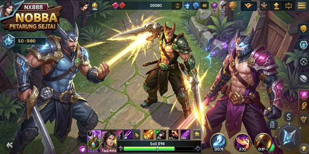 Tampilan seru dari gameplay NX888 dengan strategi tim yang mendebarkan.