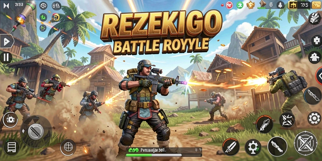 Tampilan gameplay seru dari permainan Battle Royale REZEKIGO.