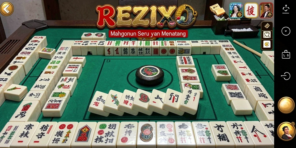 Tampilan gameplay seru dari REZIXO yang menantang pemain dalam Mahjong.